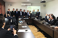 Renato Cunha, Presidente do SINDAÇÚCAR/PE, participando de reunião da frente parlamentar agropecuária, homenageando o relator do RENOVABIO na Câmara, Deputado João Fernando Coutinho, em Brasília, dia 10/abril/2018
